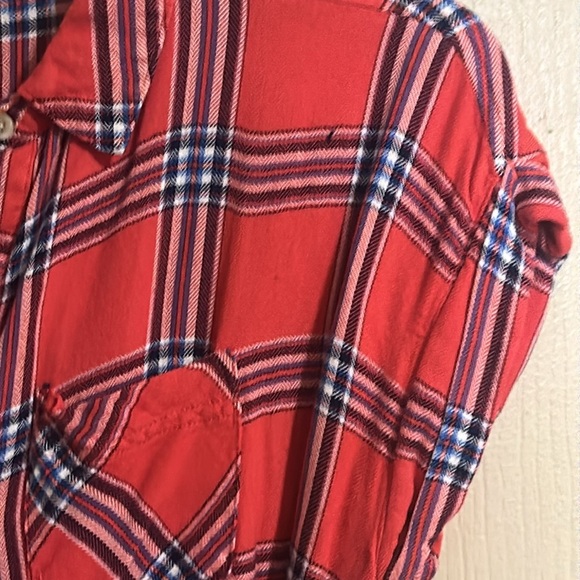 Maurices Red Blue and black plaid Wrap Midi Dress Size Small Very Cute - Picture 6 of 7
